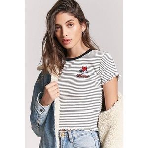 Cropped Striped Minnie Mouse T-Shirt